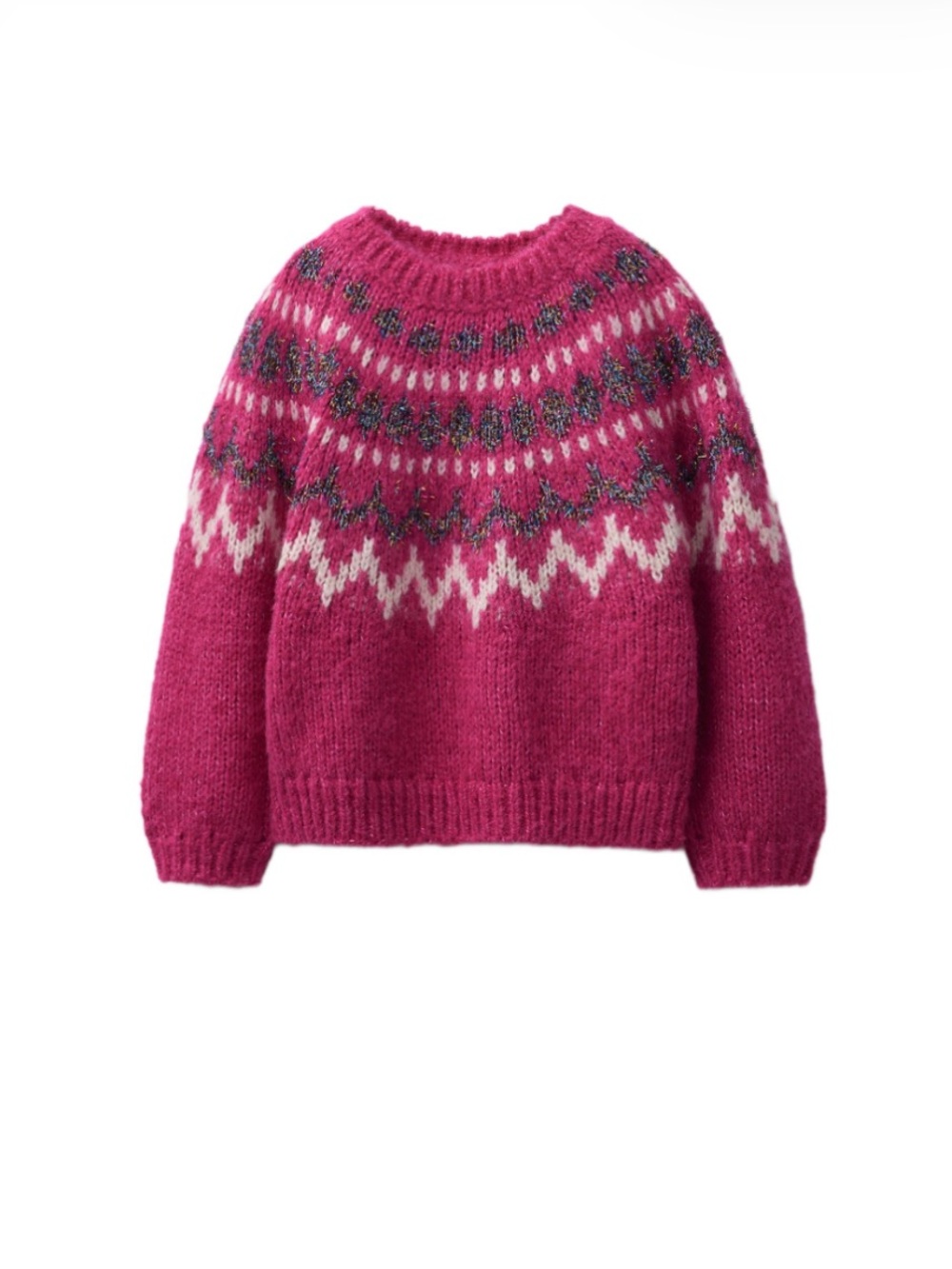 ZARA Fuchsia Jacquard Knit Sweater